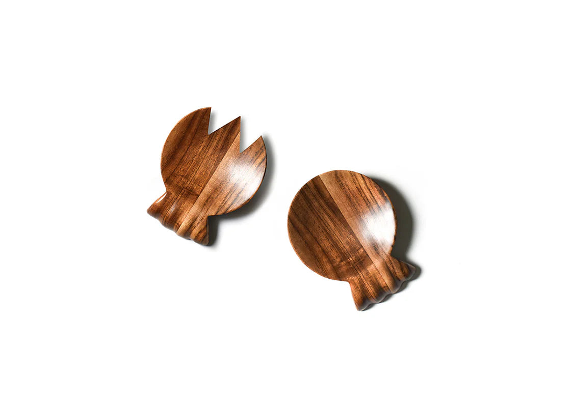 Fundamental Wood Ruffle Hand Salad Server Set