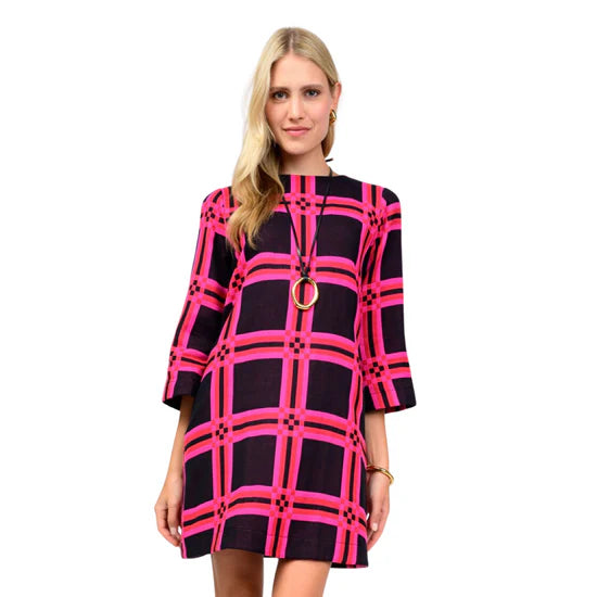 Black Plaid Shift Dress