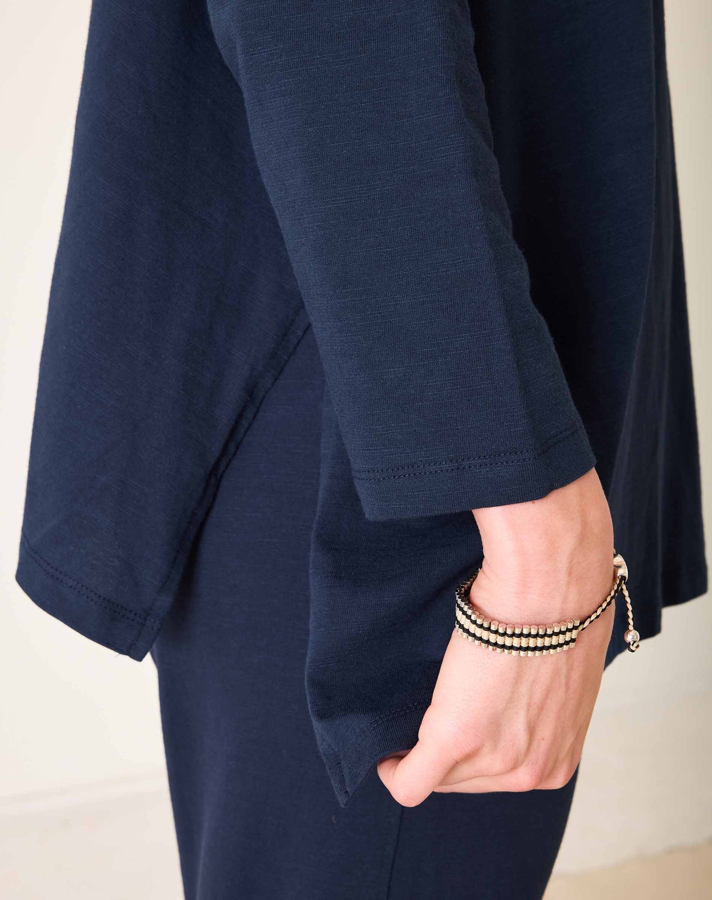 Catalina Turtleneck Tee- Navy w/ Piping - One Size