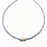 Erin Gray The Heishi Matte Silver Barrel Necklace