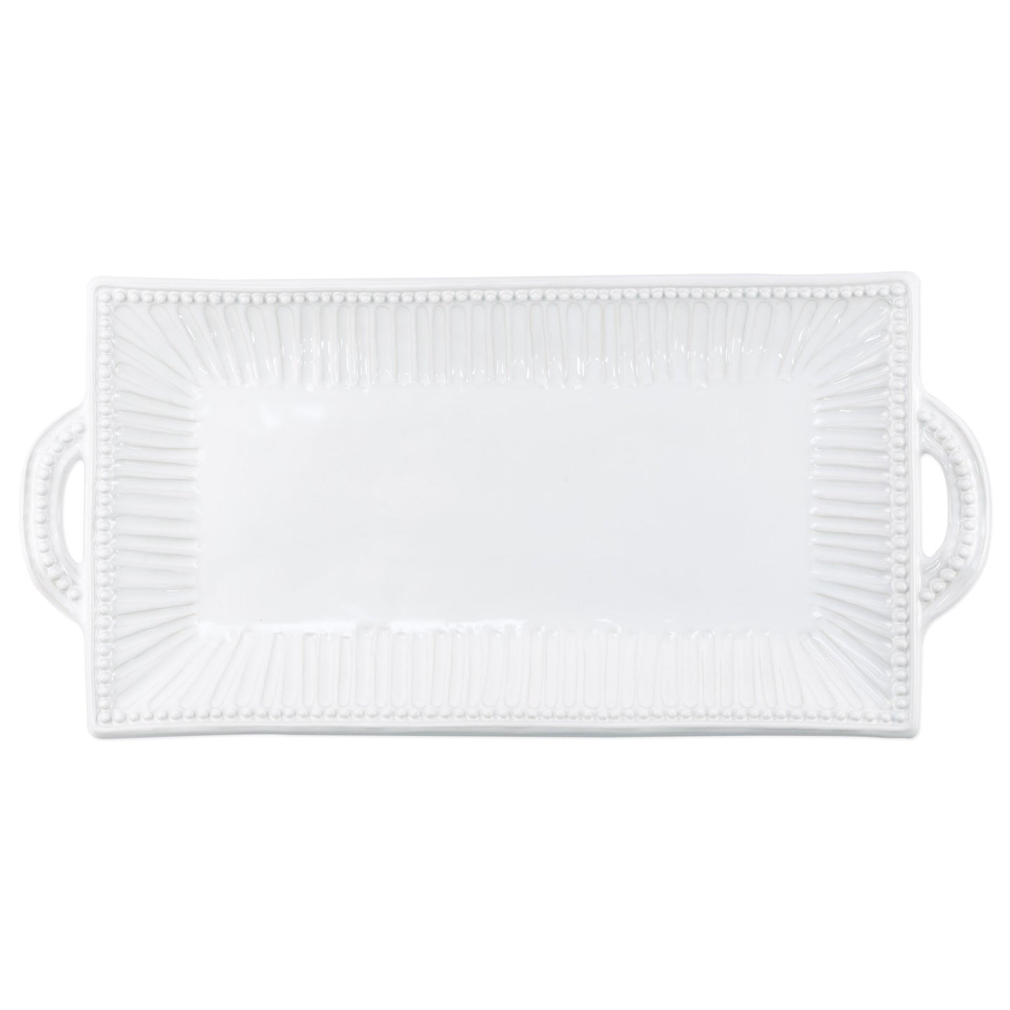 Incanto Stone White Stripe Handled Rectangular Platter