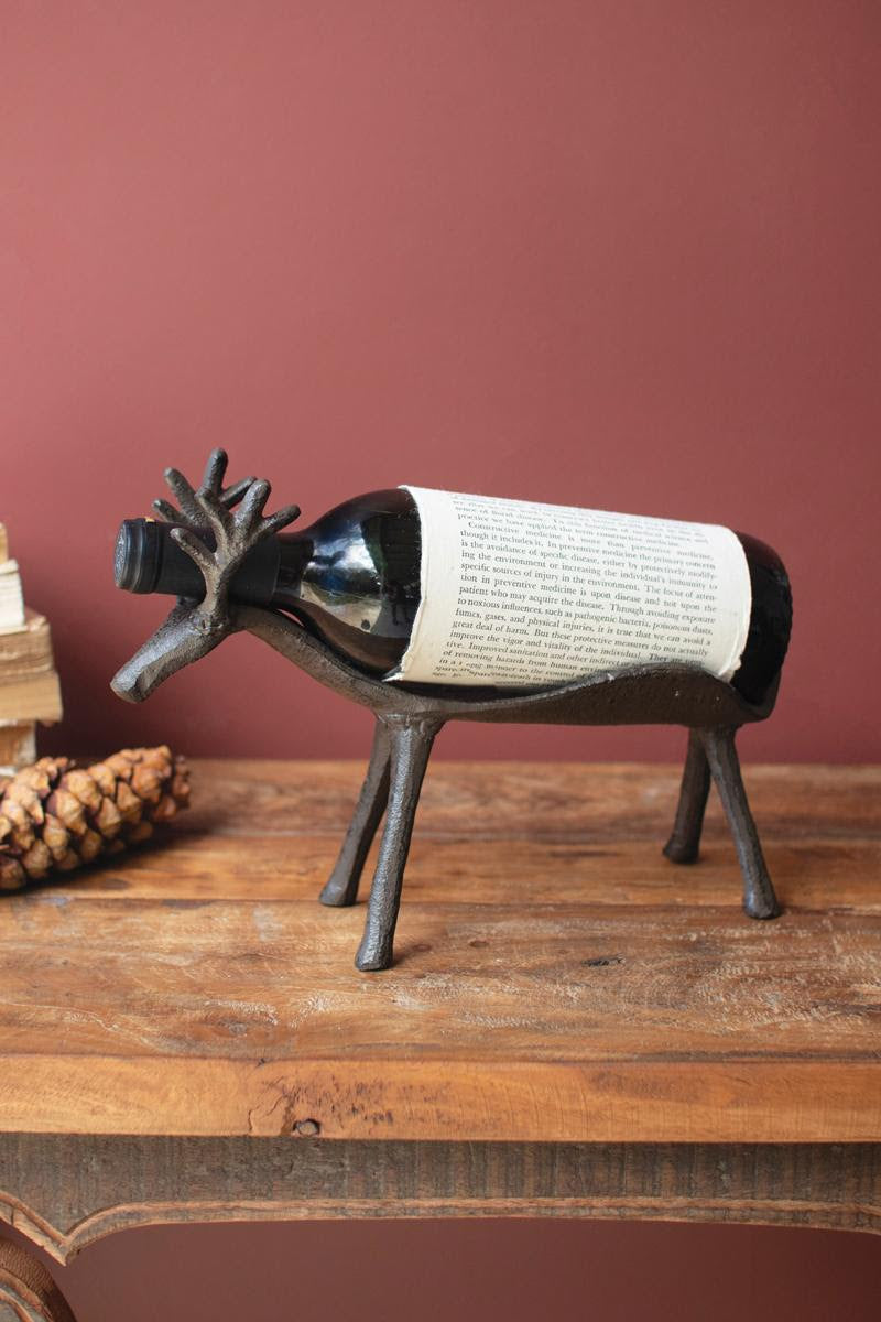 CAST IRON REINDEER WINE BOTTLE HOLDE