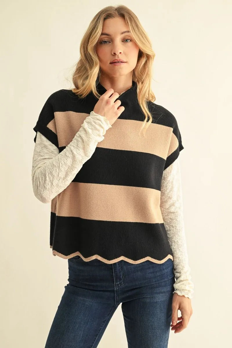Black/Taupe Stripe Sweater