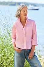 Jodie No Iron Stripe Long Slv Shirt Coral