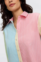 Meghan No Iron Pinpoint Mixed Stripes Long Sleeve Shirt