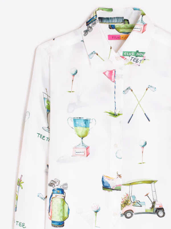 WHITE SHIRT WITH GOLF PRINT