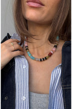 Mariel Multi/Gold Semi-Precious Beaded Necklace