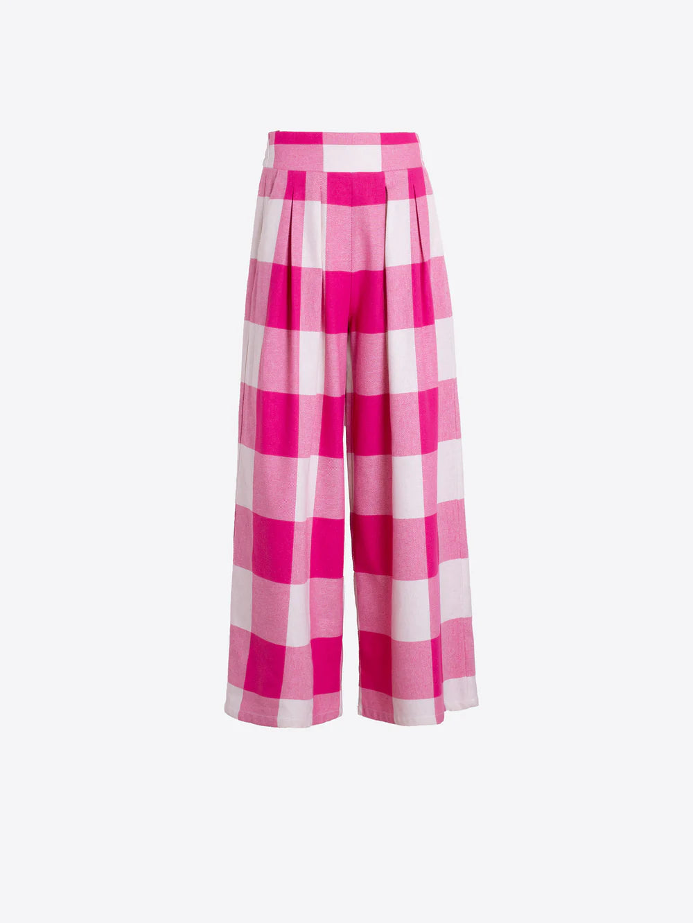 PINK GINGHAM PLEATED TROUSERS