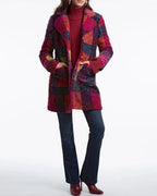 Long Plaid Texture Jacket w/ Patch Pockets