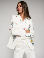 WHITE JACKET WITH EMBROIDERED FLOWERS