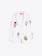 WHITE JACKET WITH EMBROIDERED FLOWERS