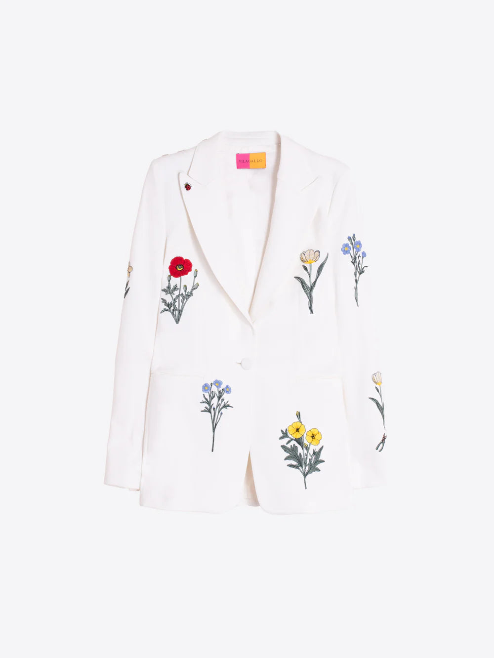 WHITE JACKET WITH EMBROIDERED FLOWERS