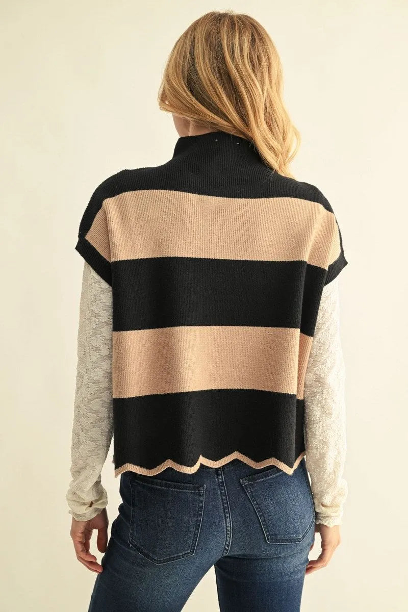 Black/Taupe Stripe Sweater