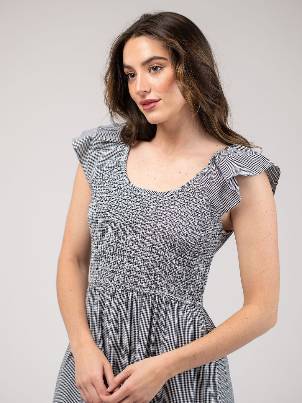 Goldie Dress | Seersucker - Black