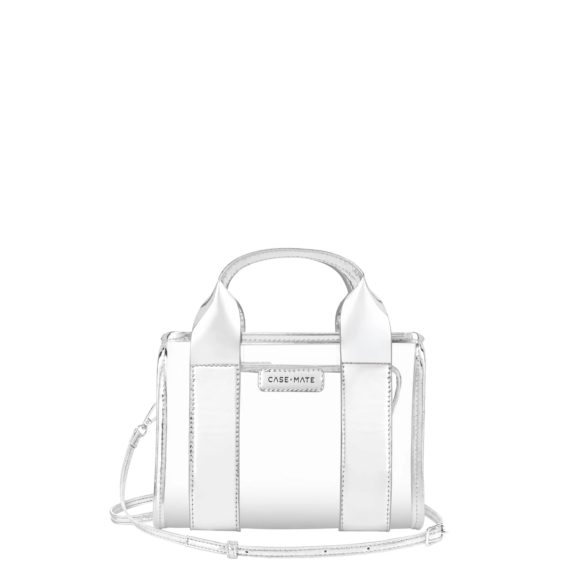 Stadium Tote with Strap - Silver