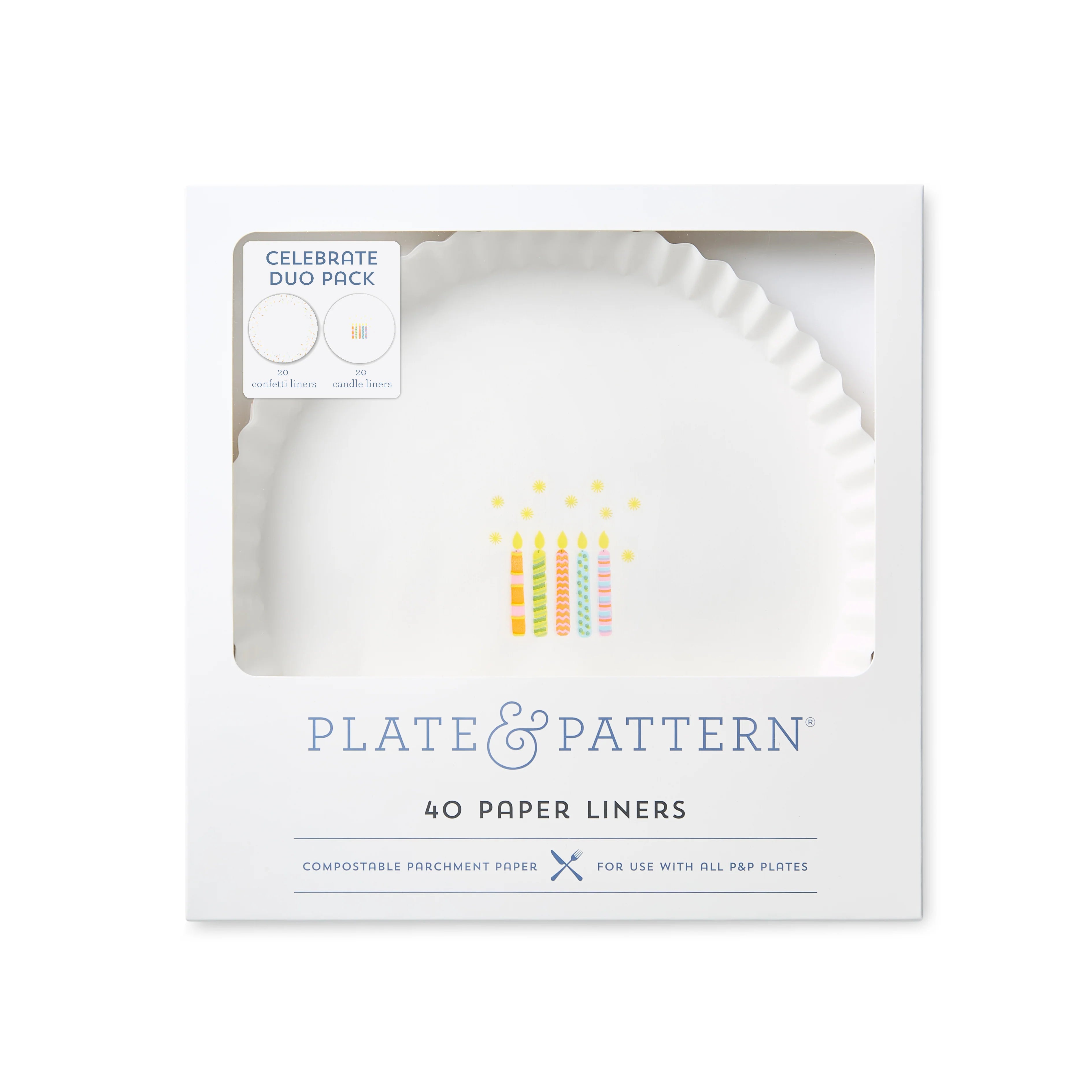 "Celebrate Duo" preformed plate liners