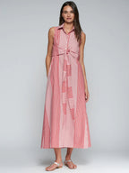VESTIDO CAMISERO RAYAS ROJO