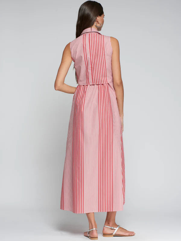 VESTIDO CAMISERO RAYAS ROJO