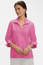 Agnes Linen 3/4 Slv Shirt Cosmo Pink