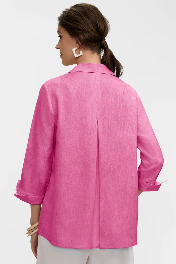 Agnes Linen 3/4 Slv Shirt Cosmo Pink