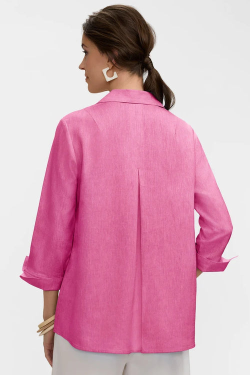 Agnes Linen 3/4 Slv Shirt Cosmo Pink