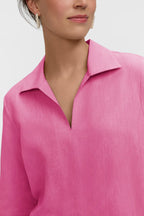Agnes Linen 3/4 Slv Shirt Cosmo Pink