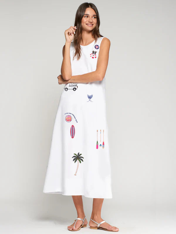 WHITE EMBROIDERED SURF DRESS