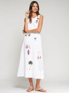 WHITE EMBROIDERED SURF DRESS