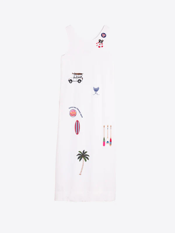 WHITE EMBROIDERED SURF DRESS