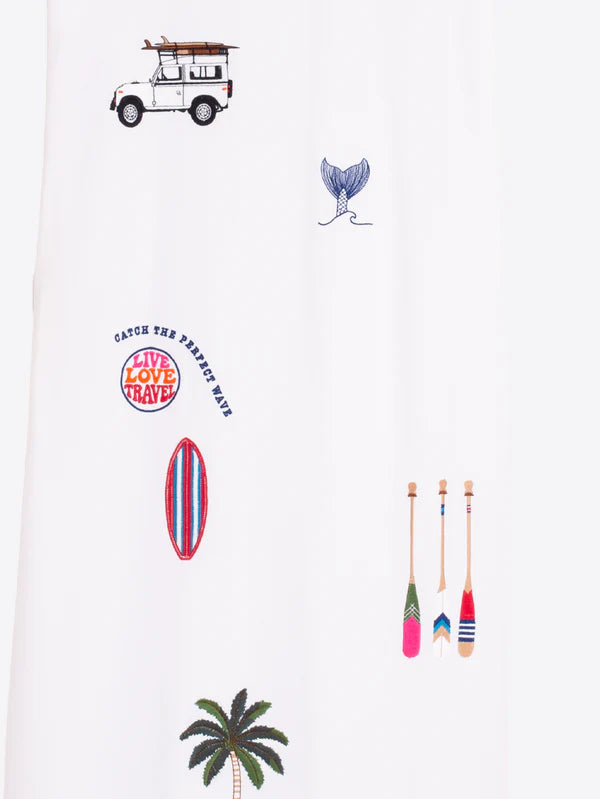 WHITE EMBROIDERED SURF DRESS