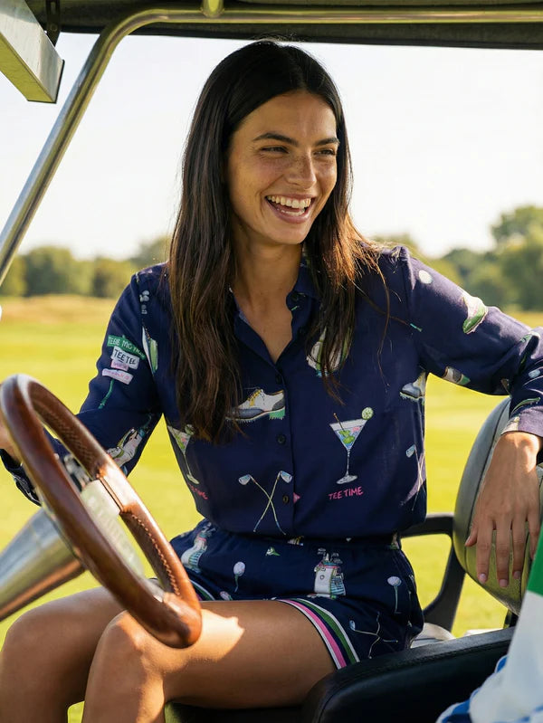 NAVY GOLF PRINT SHIRT