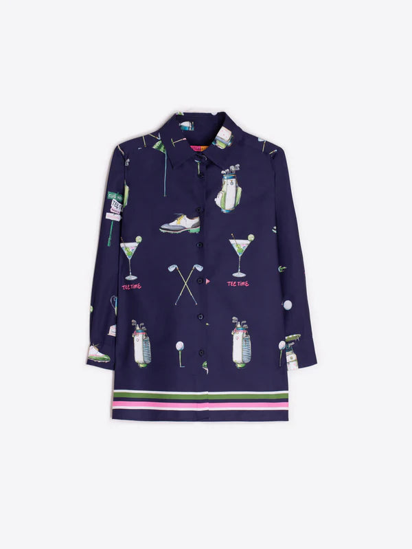 NAVY GOLF PRINT SHIRT