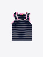 TOP NAVY BLUE STRIPED PUNCH