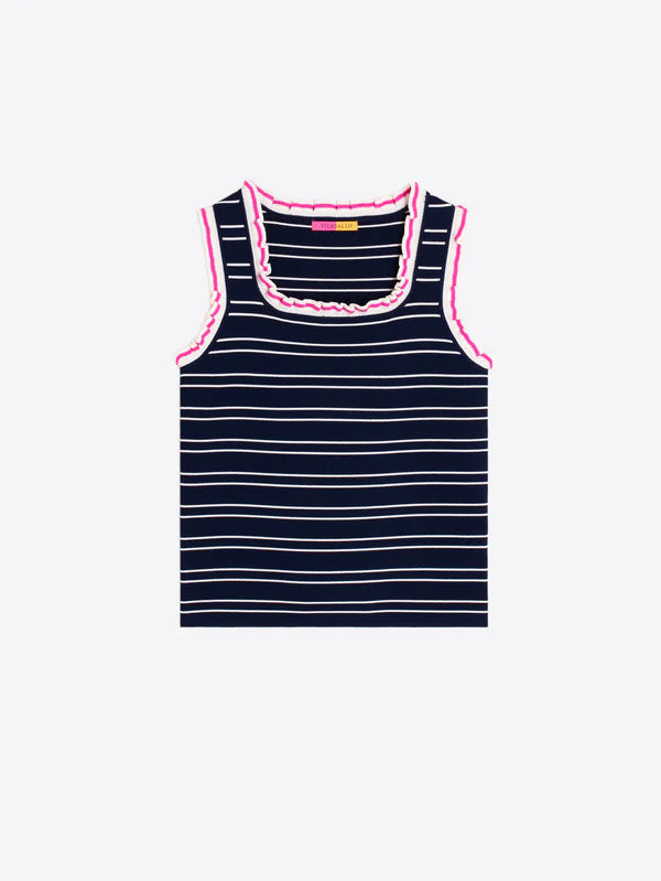 TOP NAVY BLUE STRIPED PUNCH