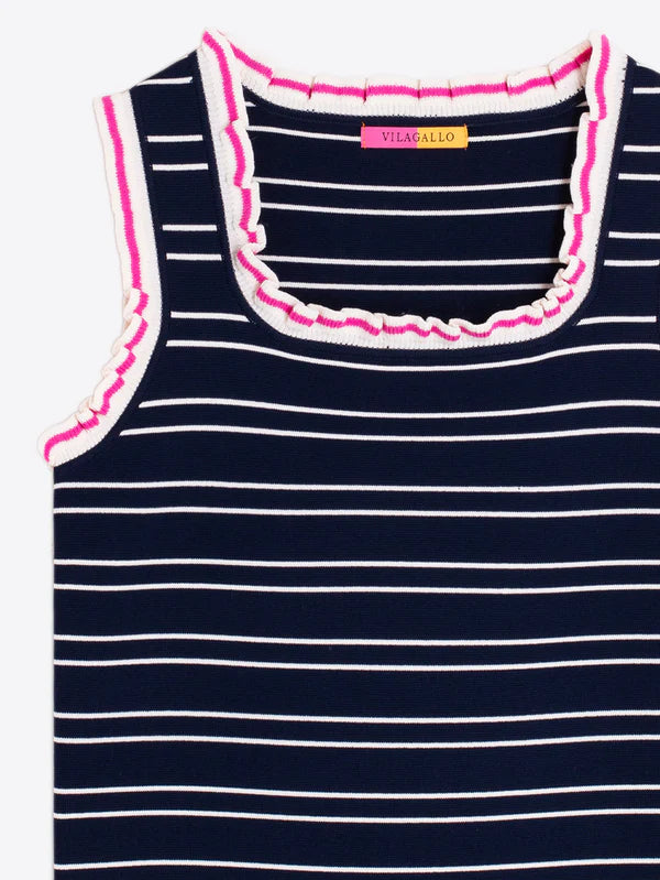 TOP NAVY BLUE STRIPED PUNCH