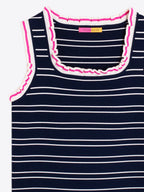 TOP NAVY BLUE STRIPED PUNCH