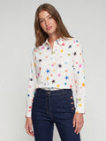 WHITE SHIRT WITH MULTICOLORED STAR PRINT
