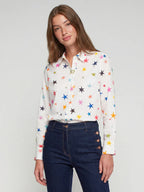 WHITE SHIRT WITH MULTICOLORED STAR PRINT