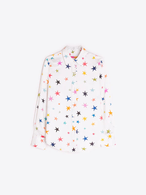 WHITE SHIRT WITH MULTICOLORED STAR PRINT