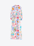 LONG DRESS WITH TRAVEL STAMP PRINT