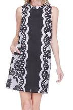 Ruffles Neck Dress Scallop Noir
