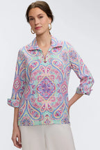 Agnes Linen 3/4 Sleeve Shirt Paisley