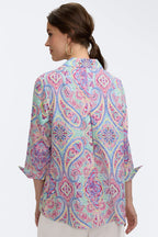 Agnes Linen 3/4 Sleeve Shirt Paisley
