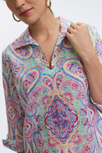 Agnes Linen 3/4 Sleeve Shirt Paisley