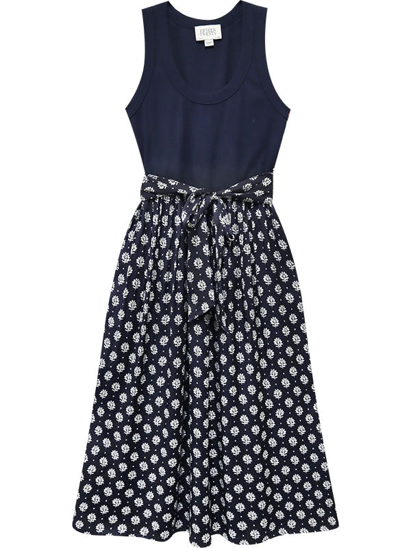 Contrast Belted Midi Dress