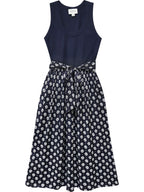 Contrast Belted Midi Dress