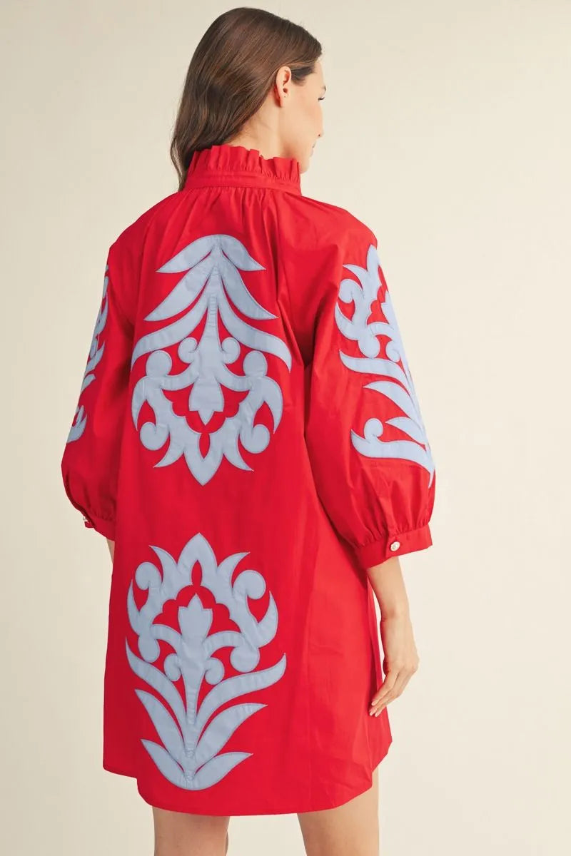 Tomato Red/Blue Dress