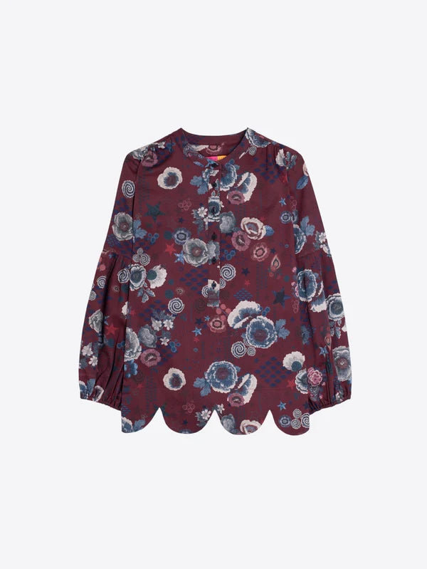 BURGUNDY FLORAL PRINT SHIRT