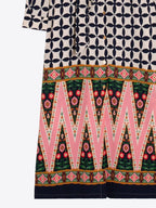 PINK AND BLACK ETHNIC GEO MIDI DRESS