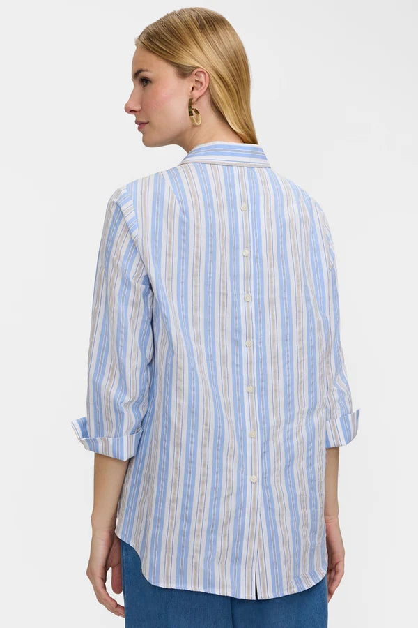 Therese Multi Seersucker 3/4 Sleeve Popover Shirt